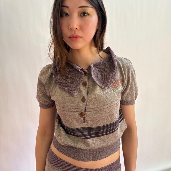 Vivienne Westwood Tops - Vivienne Westwood New 2014 Gold Label Purple Knitted Silk Yarn Polo